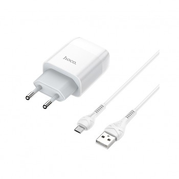 Зарядний пристрій HOCO C72A USB + cable USB to USB-C 10.5W White (Hoco C72AW/Tc)