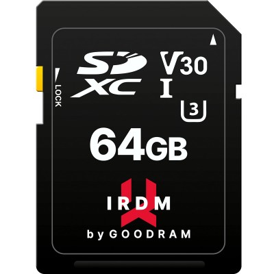 Карта пам`ятi SDXC 64GB UHS-I/U3 Class 10 Goodram IRDM S3A0 R100/W40MB/s (IR-S3A0-0640R12)