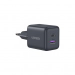 Зарядний пристрій UGREEN 1xUSB-C PD30W + 1xUSB QC3.0 GaN X516 gray (55539)