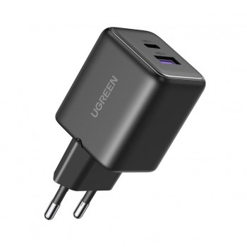 Зарядний пристрій Ugreen USB + USB-C GaN 30W X516 black (65014)