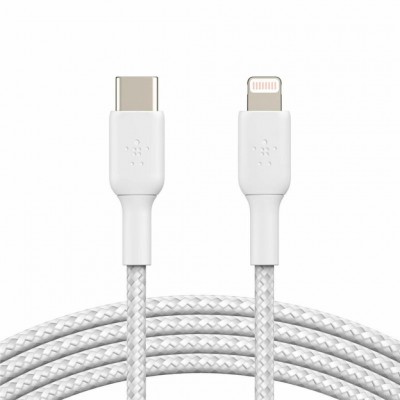 Дата кабель USB 2.0 AM to Lightning 1.0m BRAIDED white Belkin (CAA004BT1MWH)