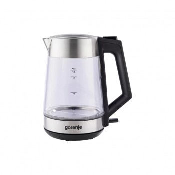 Електрочайник Gorenje 1.7л, 2,200 Вт, strix контроль, скло, нерж (K17OGS)