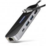 USB-хаб AXAGON USB-C to 2xUSB-A + 1xUSB-C + HDMI + RJ45 + PD100W (HMC-6GLN)