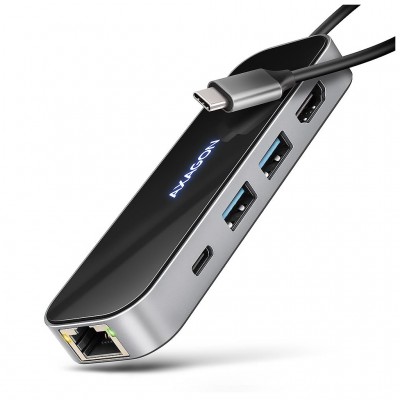 USB-хаб AXAGON USB-C to 2xUSB-A + 1xUSB-C + HDMI + RJ45 + PD100W (HMC-6GLN)