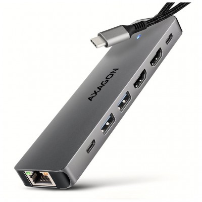 USB-хаб AXAGON USBC to 2xUSBA + 1xUSBC + 2xHDMI + RJ45 + PD100W 0 (HMC-7HX2)
