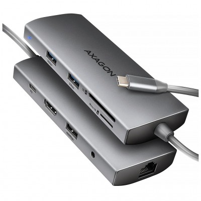 USB-хаб AXAGON USBC to 3xUSB-A + HDMI + RJ45 + SD/microSD + audio (HMC-8HLSA)