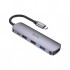 USB-хаб Hoco USB-C to HDMI+USB3.0+2xUSB2.0+PD HB27 Metal Gray (6931474769329)