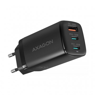 Зарядний пристрій AXAGON 1xUSB + 2xUSB-C 65W QC4+ PD3.0 PPS black (ACU-DPQ65)