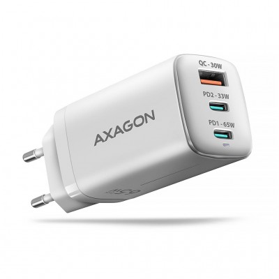 Зарядний пристрій AXAGON 1xUSB + 2xUSB-C 65W QC4+ PD3.0 PPS white (ACU-DPQ65W)