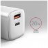 Зарядний пристрій AXAGON 1xUSB QC3.0 + 1xUSB-C PD20W white (ACU-PQ20W)