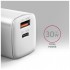 Зарядний пристрій AXAGON 1xUSB QC4.0 + 1xUSB-C PD30W PPS white (ACU-PQ30W)