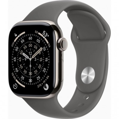 Смарт-годинник Apple Watch Series 11 GPS + Cellular 42mm Natural Titanium Case with Stone Grey Sport Band - S/M (MF8M4RK/A)