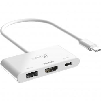 USB-хаб J5create USB-C 3-in-1 HDMI + USB + USB-C PD white (JCA399-N)