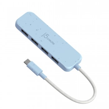 USB-хаб J5create USB-C to 4xUSB-A 3.2 10Gbps cyan (JCH341EC-N)