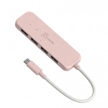 USB-хаб J5create USB-C to 4xUSB-A 3.2 10Gbps rose (JCH341ER-N)