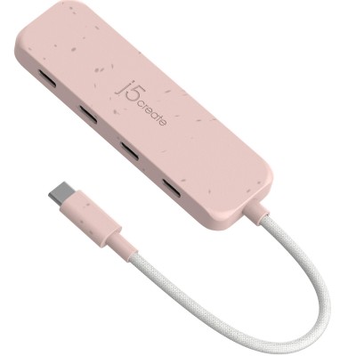 USB-хаб J5create USB-C to 4xUSB-C 3.2 10Gbps rose (JCH345ER-N)