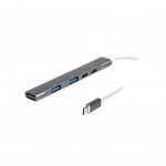 USB-хаб Maxxter USB-C to 1xUSB 3.0 + 2xUSB 2.0 + 1xUSB-C PD100W + (HU3C-4P1PD-01)