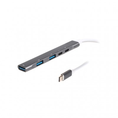 USB-хаб Maxxter USB-C to 1xUSB 3.0 + 2xUSB 2.0 + 1xUSB-C PD100W + (HU3C-4P1PD-01)