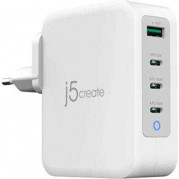 Зарядний пристрій J5create 1xUSB + 3xUSB-C 130W GaN QC3.0/PD/PPS (JUP43130E-EN)