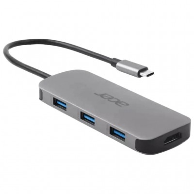 USB-хаб Acer USB-C 7-in-1 3xUSB 3.2 + HDMI + USB-C + PD + SD gr (HP.DSCAB.018)