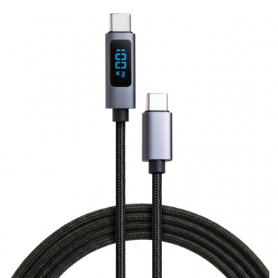 Дата кабель USB-C to USB-C 2.0m 100W LCD Display Nylon Black Vinga (VYDCCC22100D)