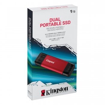 Зовнішній SSD USB 1TB Kingston Dual Portable Red (SPSD/1TB)