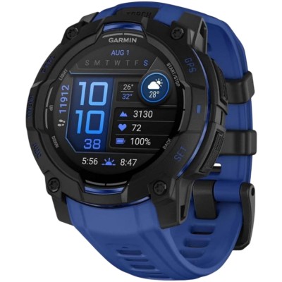 Смарт-годинник Garmin Instinct 3, 45mm, AMOLED, Black with Bolt Blue Band, GPS смарт-годинник (010-02936-03)
