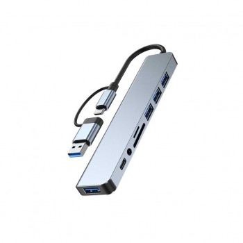 USB-хаб Dynamode USB-C/A 8-in-1 1xUSB-C + 1xUSB 3.0 + 3xUSB 2.0 + 3 (BYL-2218TU)