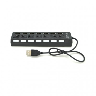 USB-хаб VOLTRONIC USB 2.0 to 7xUSB with switches black (YT-H7SHS-B)