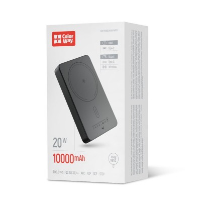 УМБ Colorway 10 000 mAh PD/22.5W, 15W MagSafe Black (CW-PB100LPA1BK-WPDD)