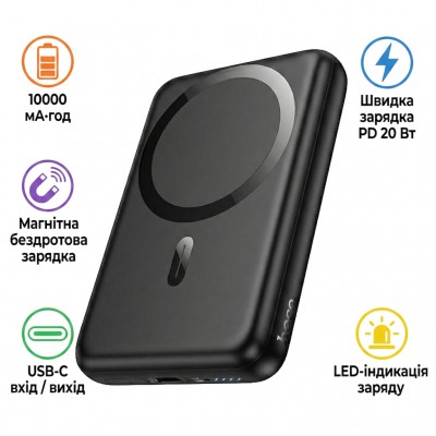 УМБ Hoco 10000mAh Grace PD/20W Magnetic Black (J141 / 714984)