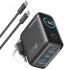 Зарядний пристрій Anker GaN Charger 100W, 2xUSB-C, 1xUSB-A, Display Dark Gray (B121BGZ1) + кабель USB Type-C