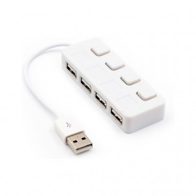 USB-хаб VOLTRONIC USB 2.0 to 4xUSB with LED buttons white (YT-H4L-W)