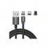 Дата кабель USB 2.0 AM to Lightning + Micro 5P + Type-C magnetic black Denmen (DN-D09E-BK)