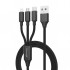 Дата кабель USB 2.0 AM to Lightning + Micro 5P + USB-C 1.0m 2.4-3A black Grand-X (PX-31B)