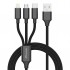 Дата кабель USB 2.0 AM to Lightning + Micro 5P + USB-C 1.0m 2.4-3A black Grand-X (PX-31B)