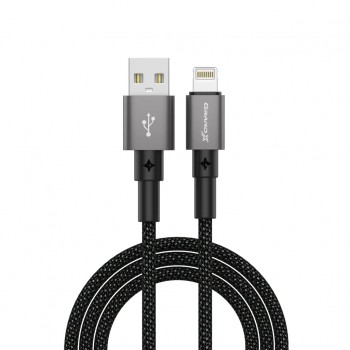 Дата кабель USB 2.0 AM to Lightning 1.0m 2.4A black Grand-X (PL-08B)