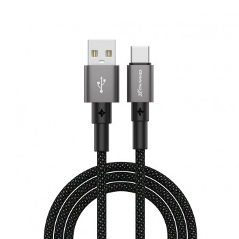 Дата кабель USB 2.0 AM to USB-C 1.0m 3A nylon black Grand-X (PC-08B)