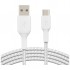 Дата кабель USB 2.0 AM to USB-C 1.0m braided white Belkin (CAB002BT1MWH)