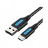Дата кабель USB 2.0 AM to USB-C 1.5m 3A black Vention (COKBG)