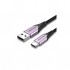 Дата кабель USB 2.0 AM to USB-C 1.5m 3A cotton braided aluminum purple Vention (CODVG)