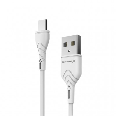 Дата кабель USB 2.0 AM to USB-C 2.0m 2.4A white Grand-X (PC-02W)