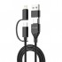 Дата кабель USB-C + USB-A to Lightning + Micro 5P + USB-C 1.0m 2.4-3A black Grand-X (PX-41B)