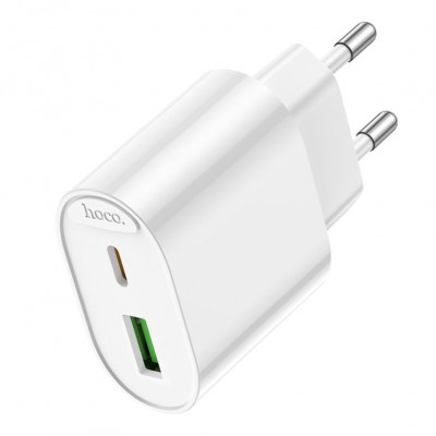 Зарядний пристрій Hoco C109A 1USB-C/1USB PD/QC 20W White (6942007656719)