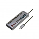 USB-хаб Promate USB-C 10-in-1 5xUSB-C + 5xUSB gray (gegahub-5g)