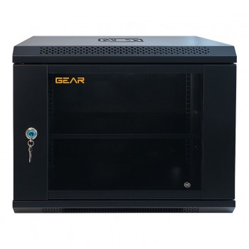 Шафа настінна GEAR 9U 19" 600x450x500 мм, + полка 19", black (GWMSN-9U-600-450)