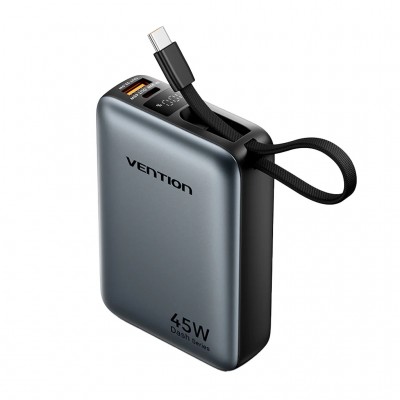 УМБ Vention 20000 mAh 45W Mini with Built-in USB-C Cable Gray (FHGH0)