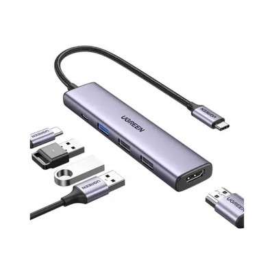 USB-хаб UGREEN USB-C 3-in-1 HDMI 4K + USB 3.0 + PD 100W (U_15495)