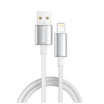 Дата кабель USB 2.0 AM to Lightning 1.0m 3A zinc alloy braided white ColorWay (CW-CBUL098-WT)