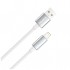 Дата кабель USB 2.0 AM to Lightning 1.0m 3A zinc alloy braided white ColorWay (CW-CBUL098-WT)